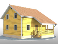 Каркасный дом 8х9 | Полутороэтажные каркасные дома с террасой 8х9