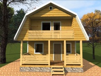Дом из бруса 6х8 | Одноэтажные с мансардой деревянные дачные дома с балконом 6х8