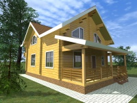 Дом из бруса 8х11 | Полутороэтажные деревянные коттеджи с террасой 8х11